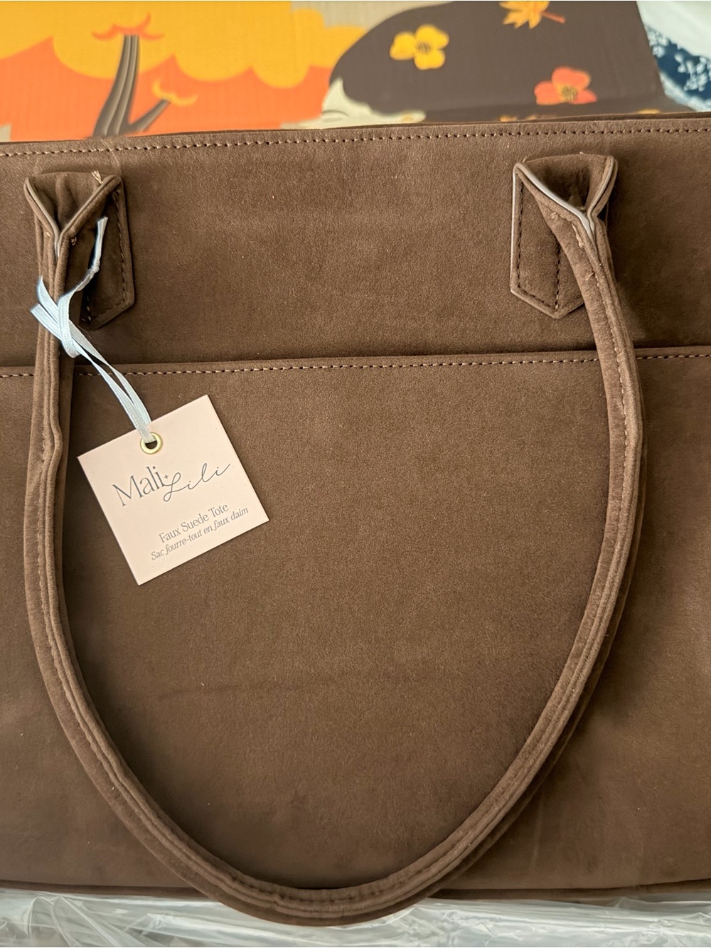 Brown Suede Tote Bag